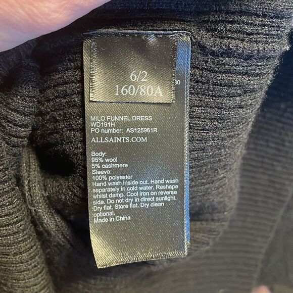 All Saints Milo Funnel Neck Knit Bodycon Dress - Picture 6 of 6